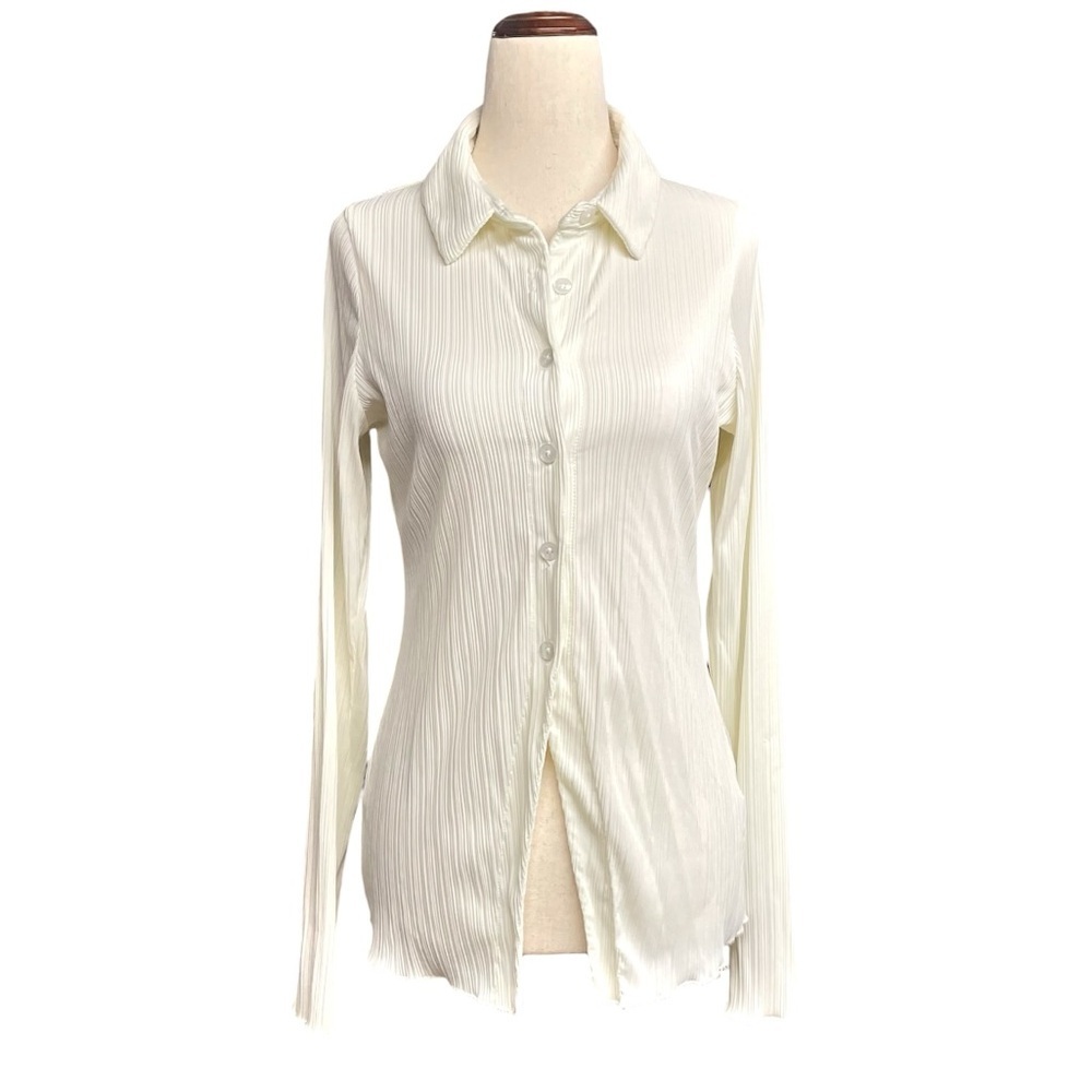 Frankie’s Bikinis Nova Pliss Long Sleeve Button Up Cannoli Size L View 4